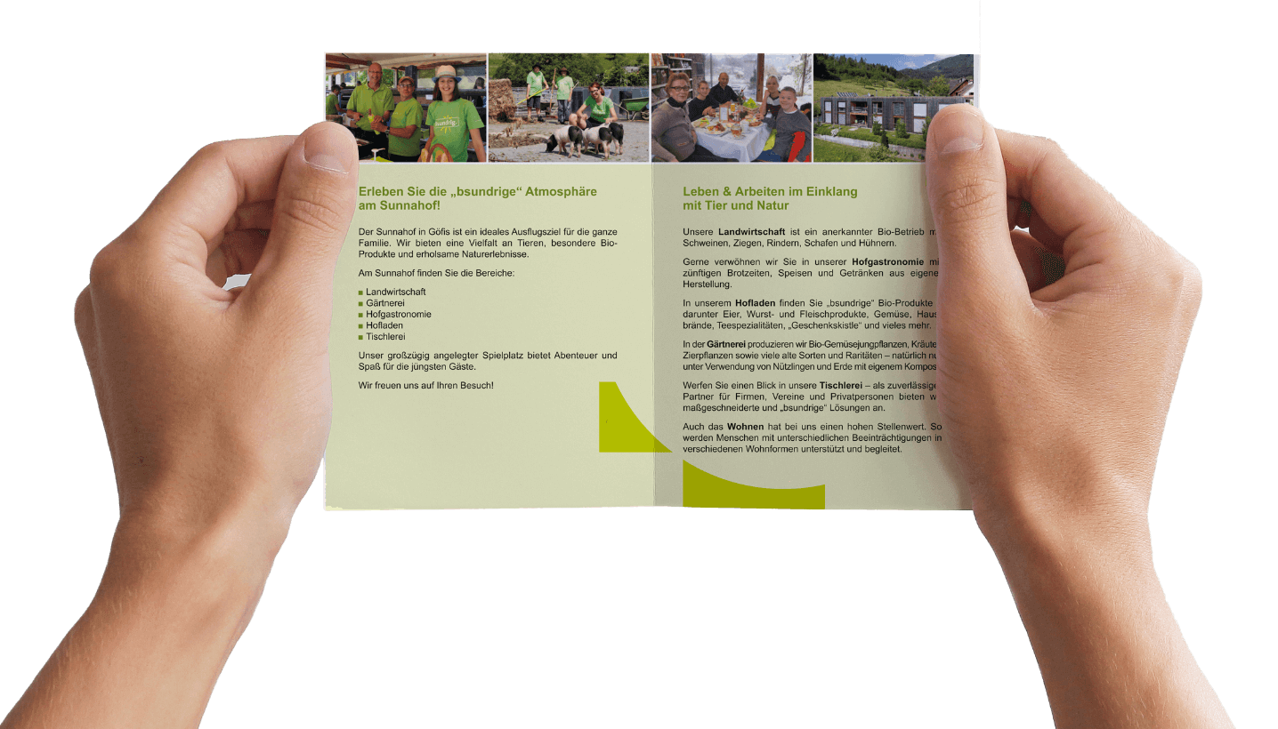 Der Sunnahof Folder, alles auf einen Blick